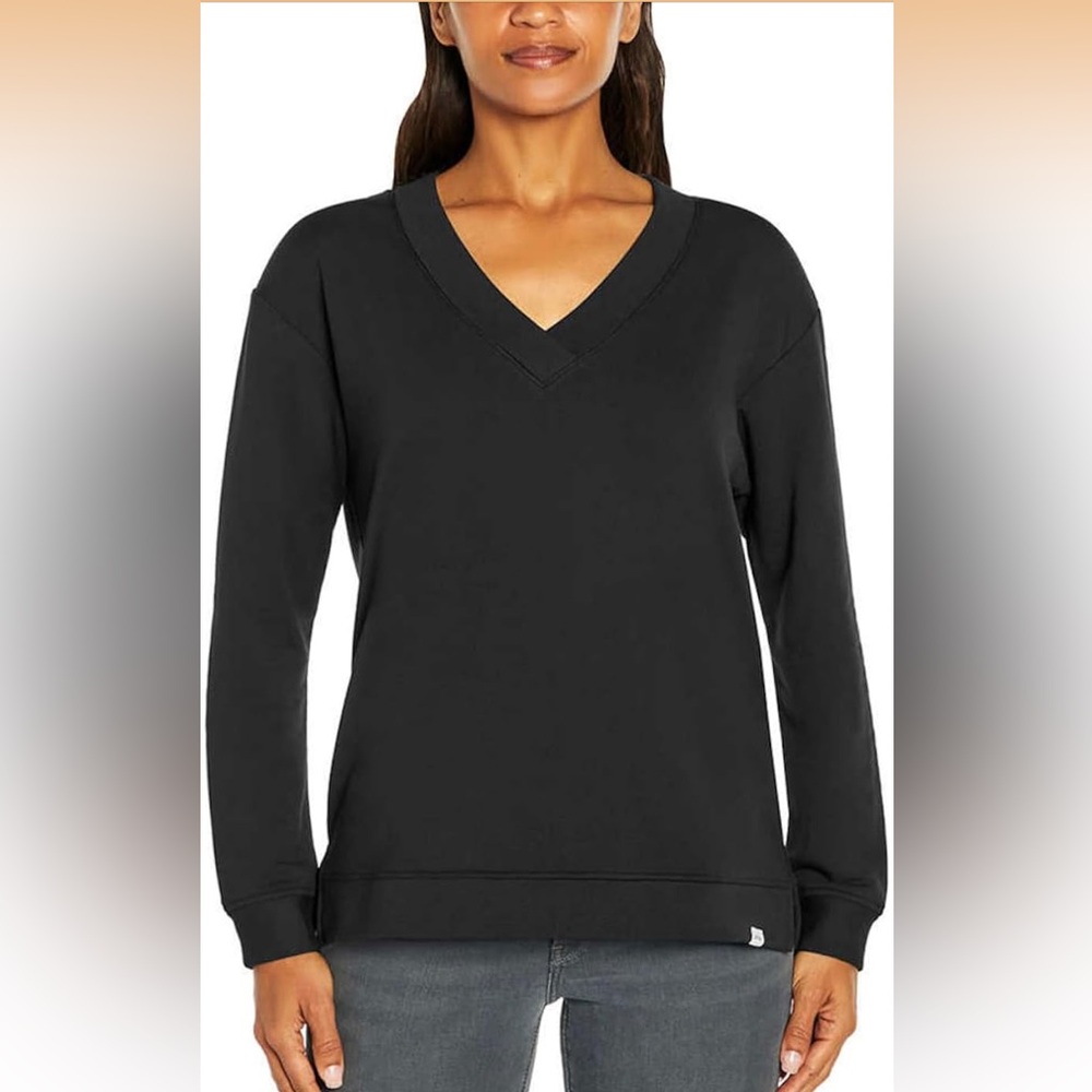 Orvis Black V-Neck, Drop Shoulder, Long Sleeve, Super Soft Sweatshirt, Sz XXL